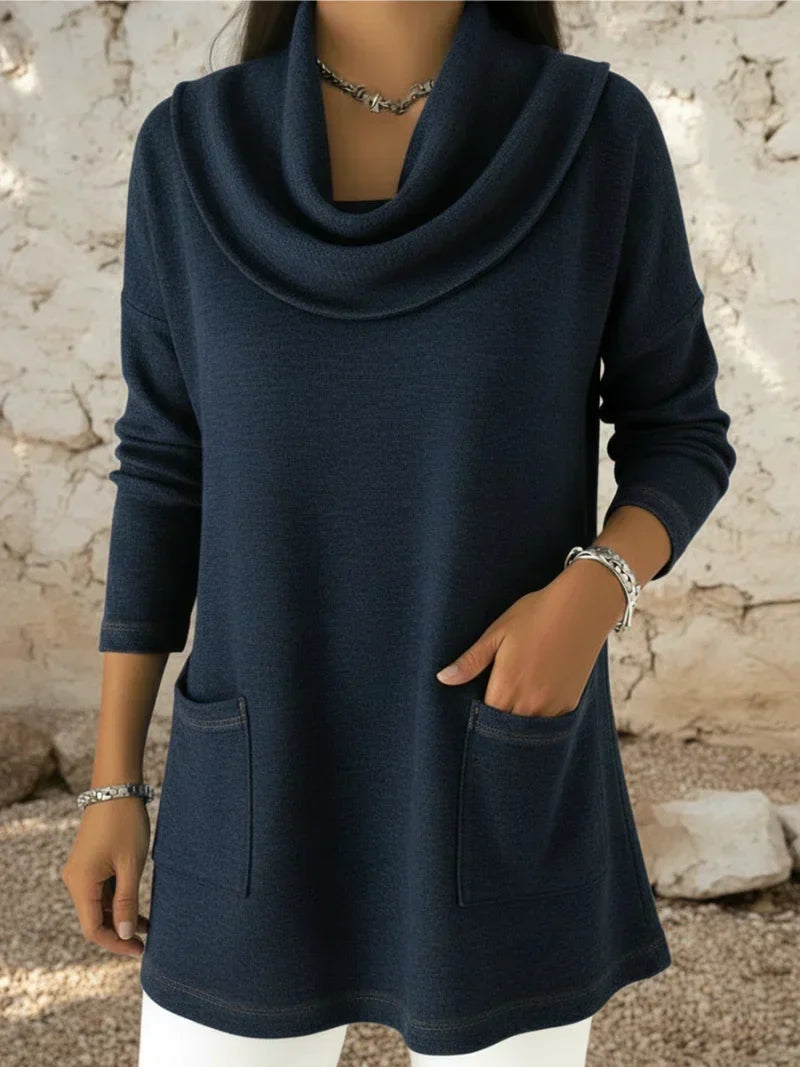 Alverie | Jersey de Cuello Alto, Azul Índigo
