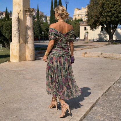 Norma | Vestido de Gasa con Hombros Caídos