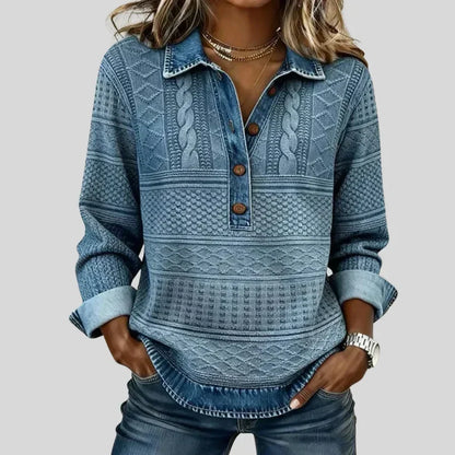 Azalea | Jersey de Punto Trenzado Vintage con Cuello