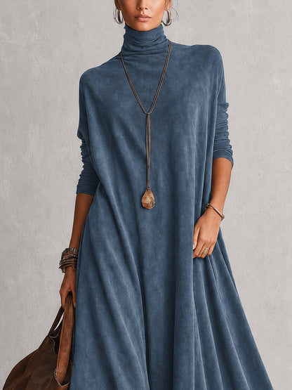 Piera | Vestido Largo Efecto Ante con Bajo de Encaje