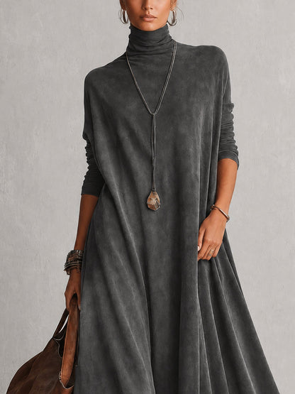 Piera | Vestido Largo Efecto Ante con Bajo de Encaje