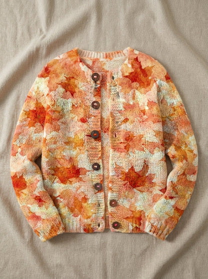 Helena | Cárdigan de Punto Vintage, Floral Pintado a Mano