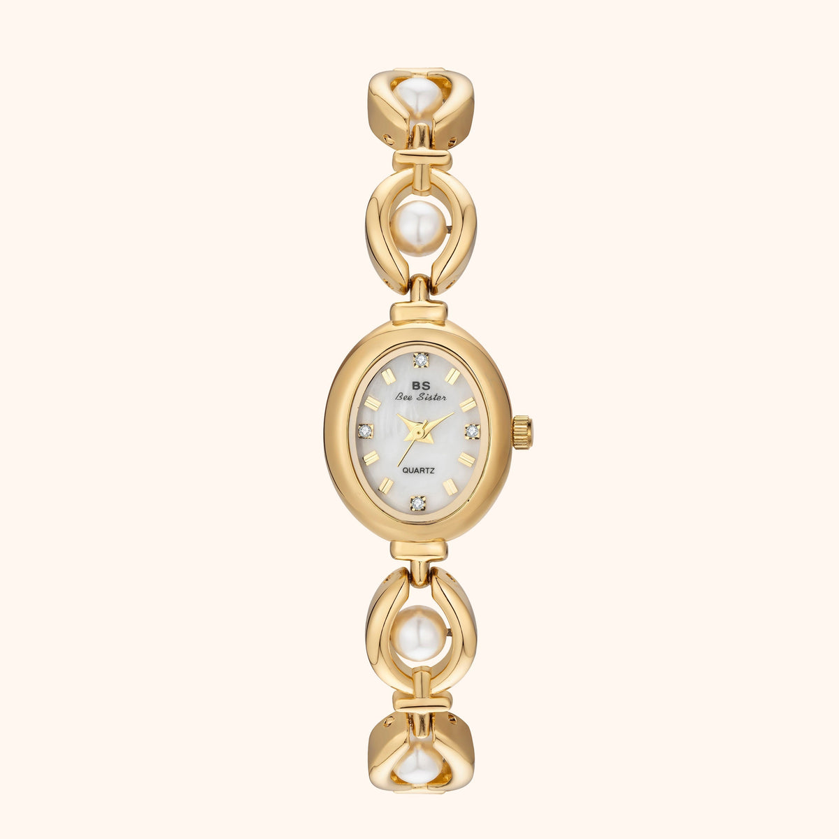 Celina | Reloj Dorado con Esfera Blanco Perlado
