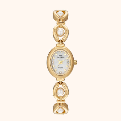Celina | Reloj Dorado con Esfera Blanco Perlado