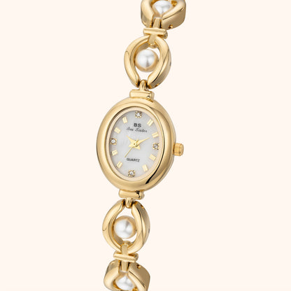 Celina | Reloj Dorado con Esfera Blanco Perlado