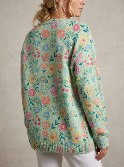 Foxfield | Cárdigan de Punto Vintage, Floral Pastel