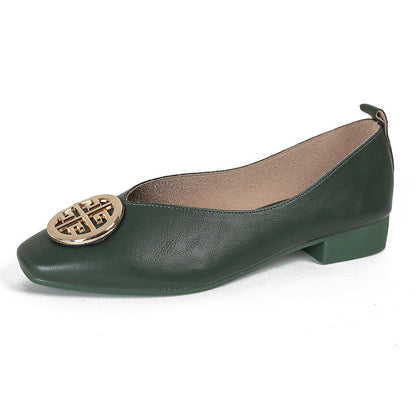 Orchard | Bailarinas de Piel Punta Cuadrada, Negro Ébano