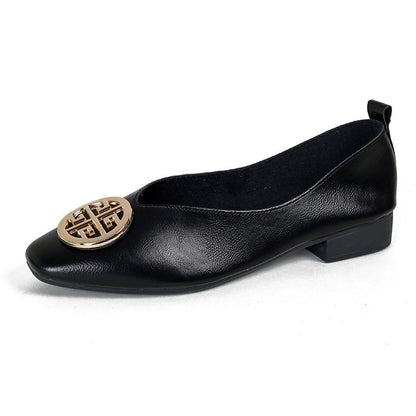 Orchard | Bailarinas de Piel Punta Cuadrada, Negro Ébano