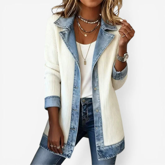 Emilia | Chaqueta en Denim Mixto, Blanco