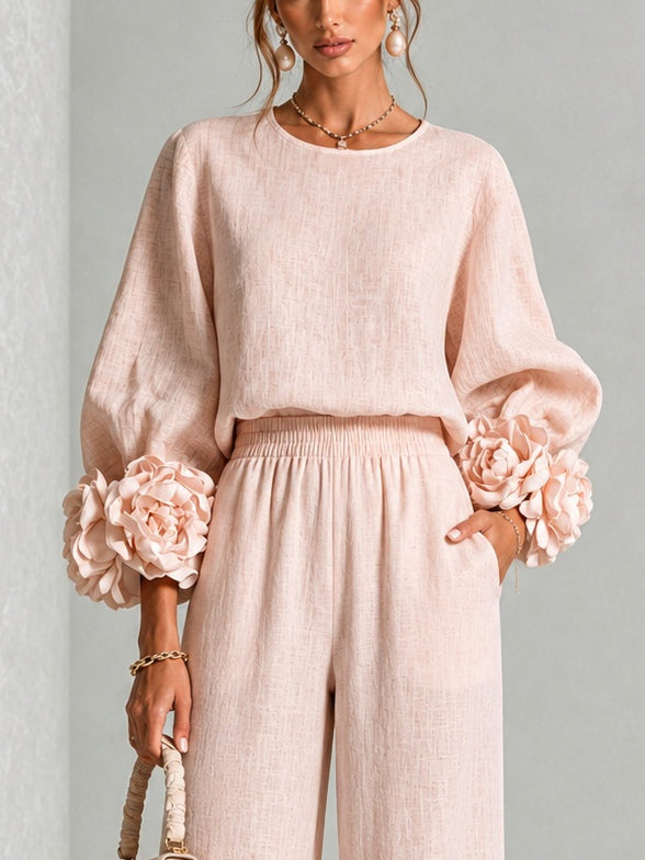 Rosalie | Conjunto Dos Piezas con Puños Florales, Estampado Floral