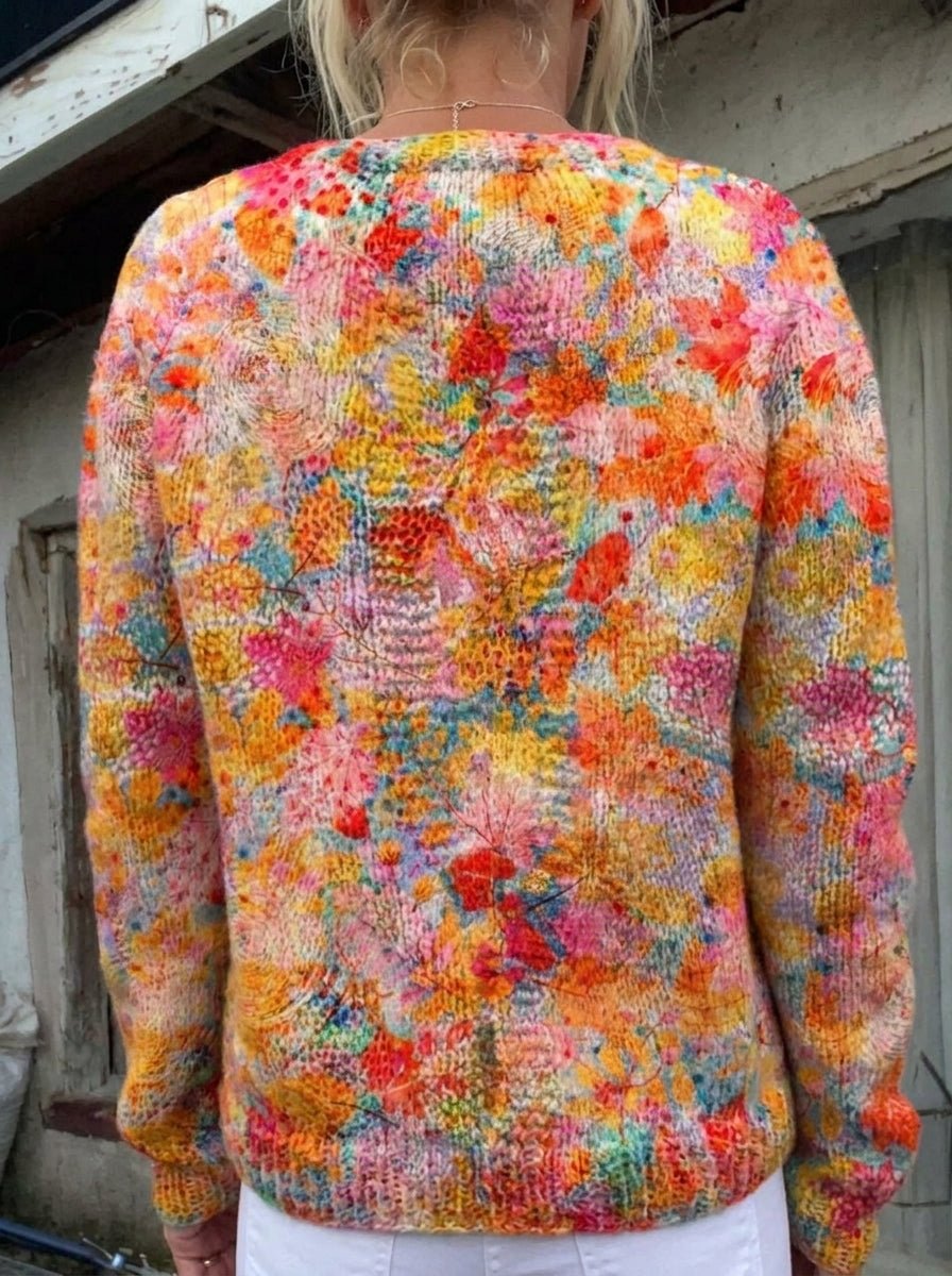 Helena | Cárdigan de Punto Vintage, Floral Pintado a Mano