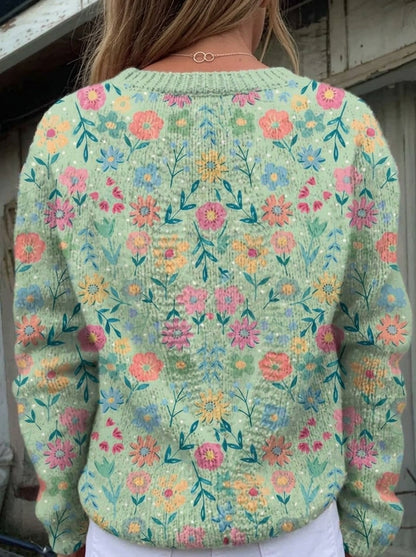 Foxfield | Cárdigan de Punto Vintage, Floral Pastel