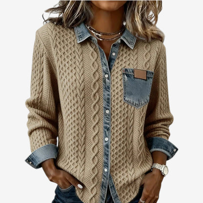Cicchelli | Chaqueta Trenzada, Caqui