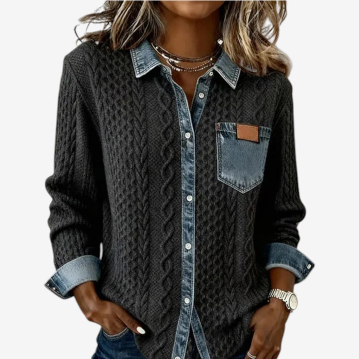 Cicchelli | Chaqueta Trenzada, Caqui