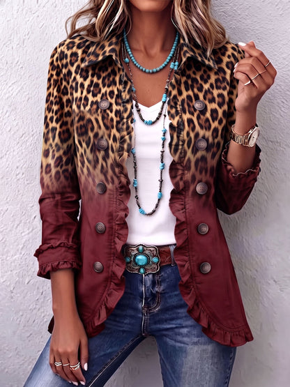 Elisa | Chaqueta de Volantes, Leopardo a Turquesa