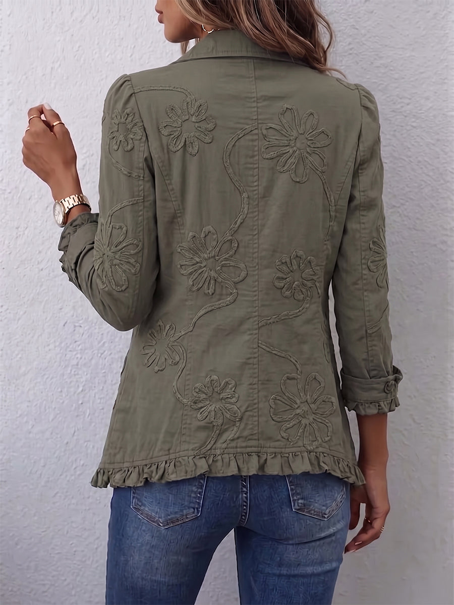 Kamberly | Chaqueta de Volantes, Verde Retro