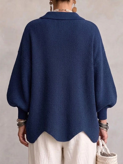 Isadora | Cárdigan Oversize de Botones Metálicos, Azul Marino