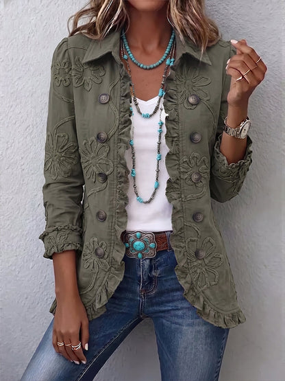 Kamberly | Chaqueta de Volantes, Verde Retro